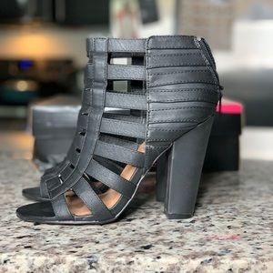 Black strappy heels